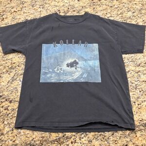 Kollar Mens Distressed Graphic T-Shirt Faded Black Size Small Streetwear Tee ws